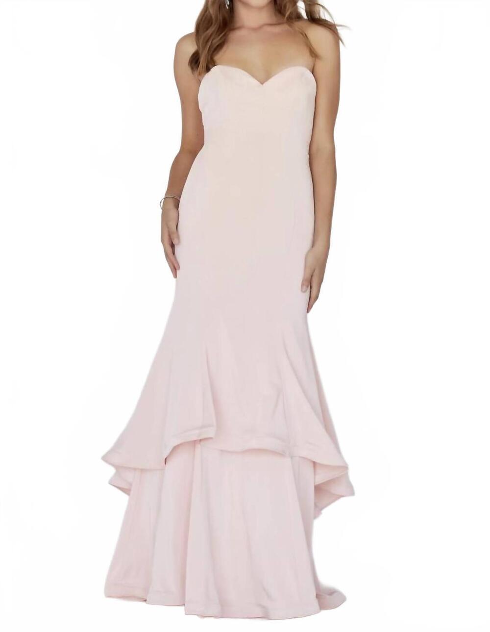 NEW JOSH & JAZZ sweetheart silky crepe prom dress in blush